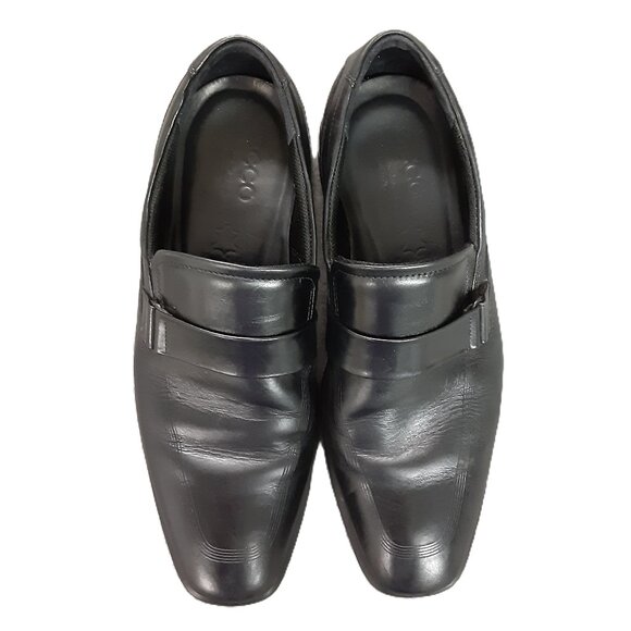 Ecco Men's Dress Shoes Size 8 Slip-on, Black Leather Bit Loafer - Picture 1 of 10